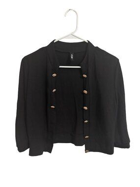 Stylewe Cardigan Womens Small Black Gold Button Workwear Business Casual Rayon